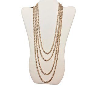 Chunky Single Strand Silver Tone Rounded Textured Snail Chain Necklace 52" 3853